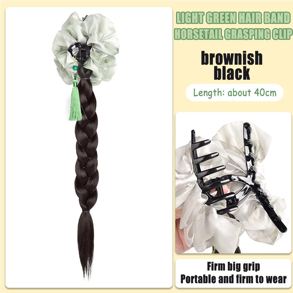 Ponytail Synthetic Wig Rose Feather Grip Female Twist Boxing Braid Feather Rose Grip Low Side Ponytail