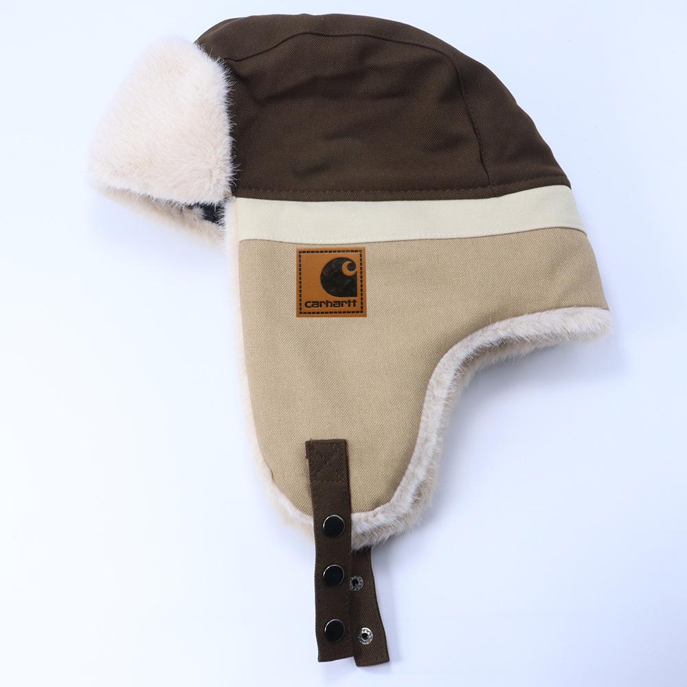 Color Matching Lei Feng Hat Men's and Women's Winter Thickened Warm Versatile Ear Protection Hat Outdoor Travel Ski Pilot Hat