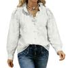 Long Sleeve Button Down Shirt for Women with Floral Embroidery Loose Fit Blouse Casual Collar Top for Daily Wear