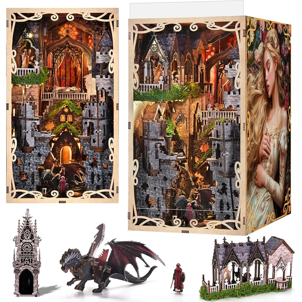 

MiniCity DIY Book Nook Kit - Dollhouse Kit - Miniature House Kit - Includes LED Light - Suitable for Beginners and Teens