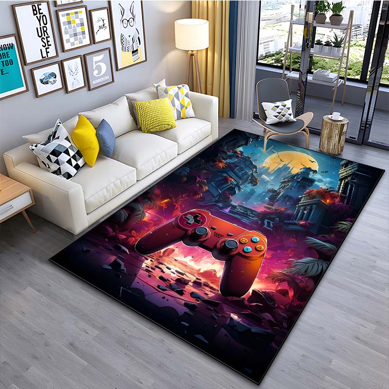 Modern Colorful Gaming Themed Print Rug for Living Room Bedroom Bedside Bathroom Floor Mat Home Area Rug Carpets Room Decor Gift