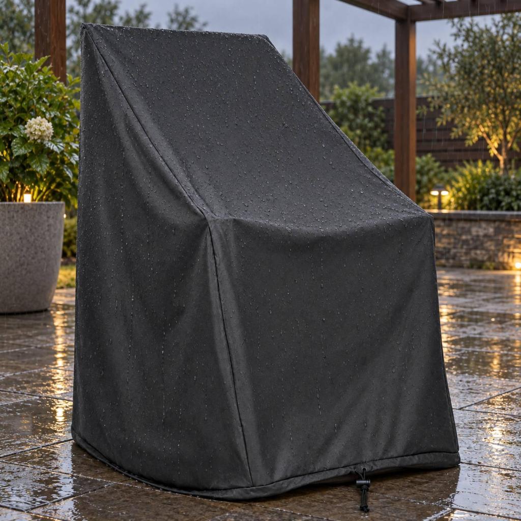Sloped-Top Chair Cover Easy to Store Drawstring Black for Patio, Garden
