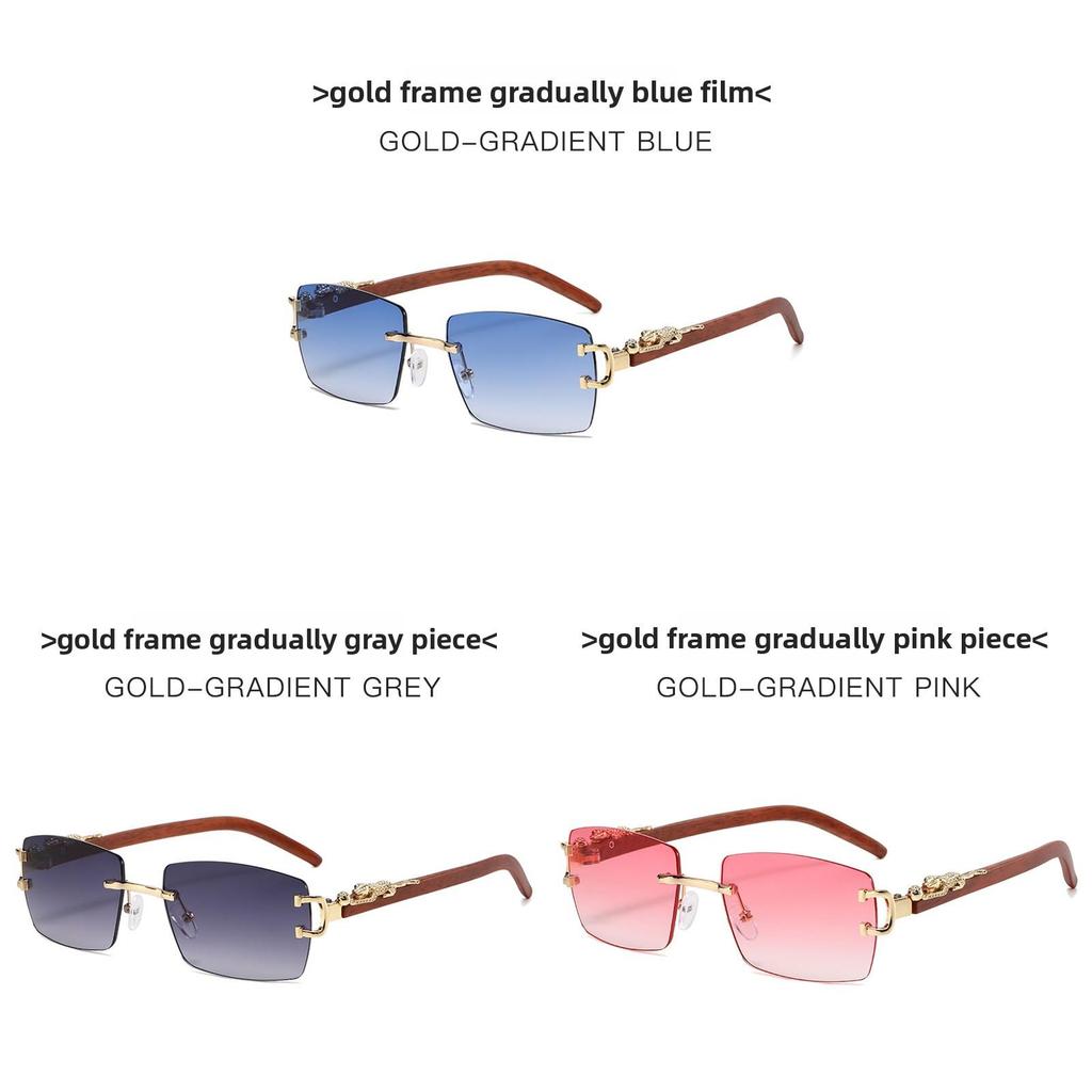 Leopard Print Unisex Frameless Sunglasses With Uv400 Protection For Travel And Fashion