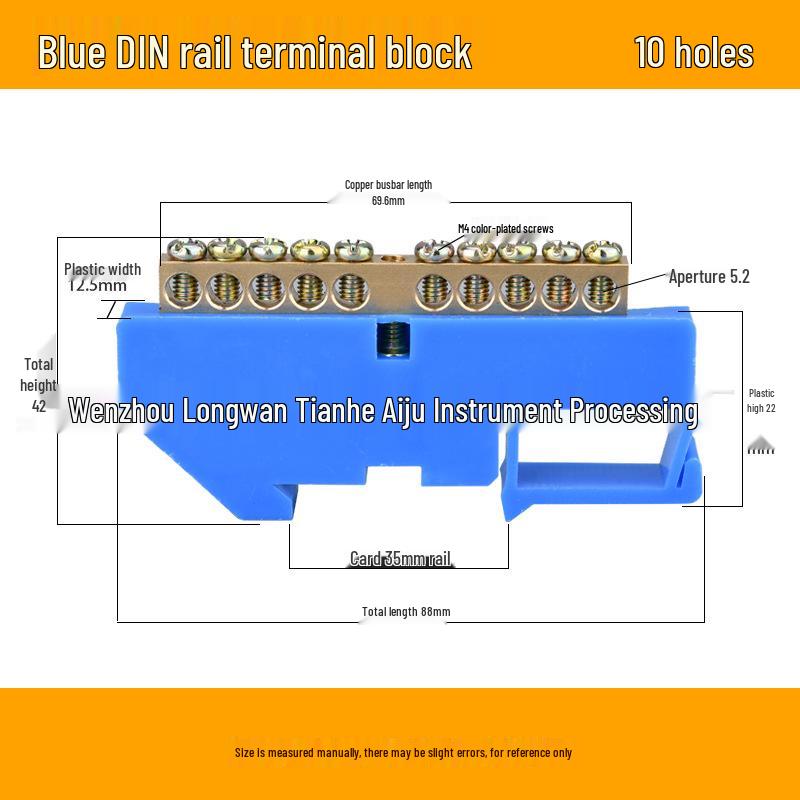 6-14 Hole DIN Rail Copper Busbar Distribution Box & Neutral Terminal Block