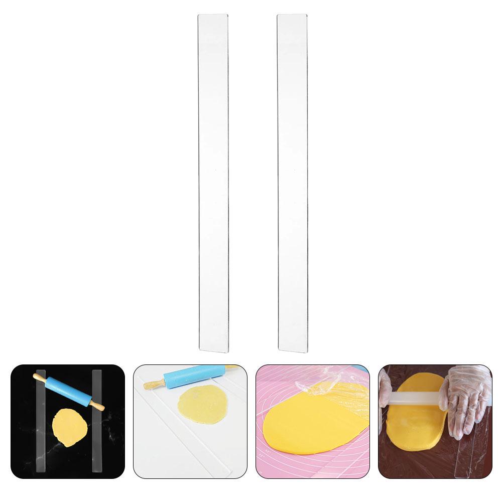 2Pcs Biscuit Making Ruler Acrylic Material High Precision Measuring Tool for Dough Thickness Pizza Fondant Non Rolling Pin Ruler