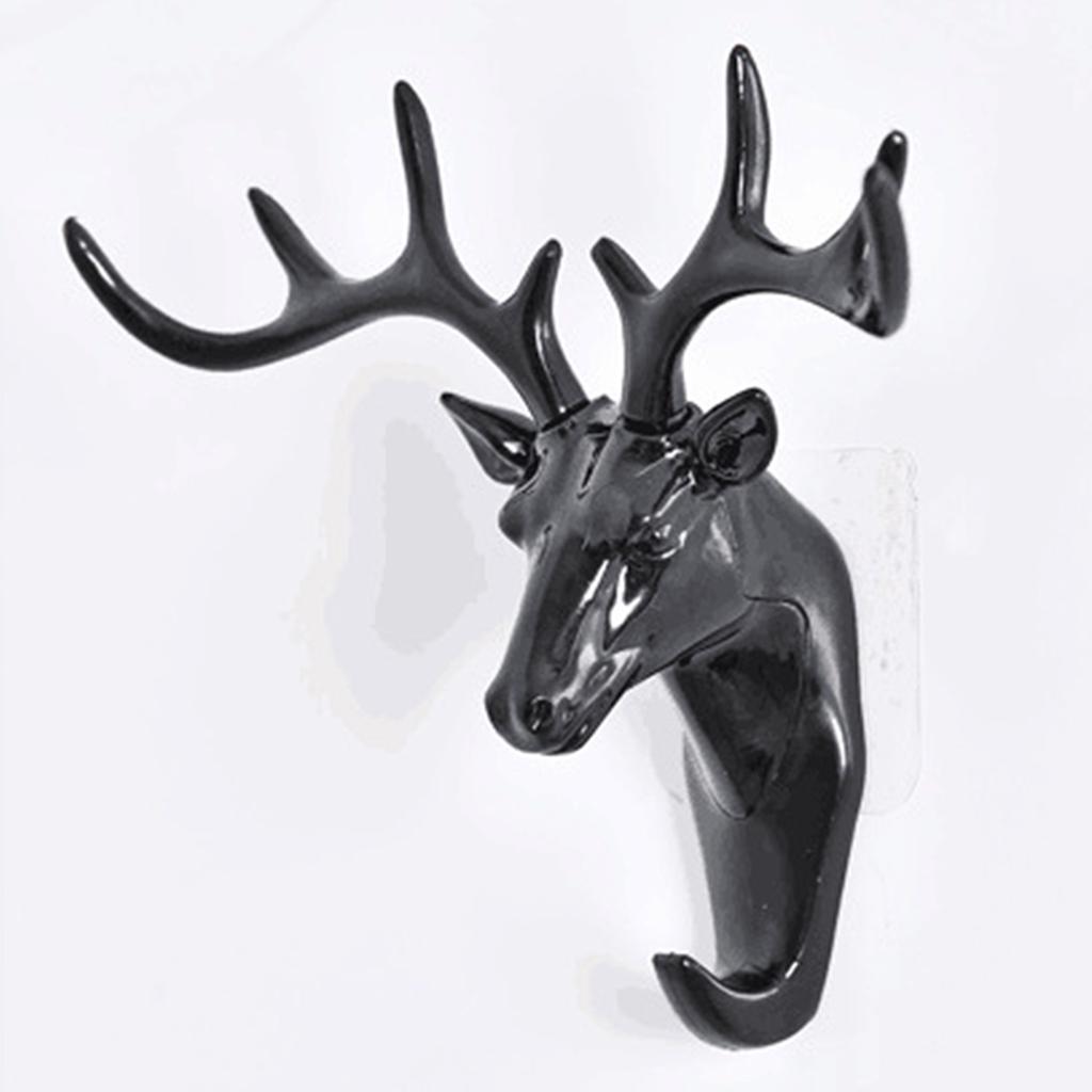 Adhesive Hook Deer Elk Head Shape Towel Hanger No Punching Hanging Hook Wall Mount Heavy Duty Hook Keys Sticky Holder Stick on Wall Door Cabinet Bath