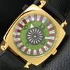 VINTAGE HAND-WINDING SWISS MENS POKER FACE GREEN COLOR DIAL WATCH A701132-5 R205b-a701132