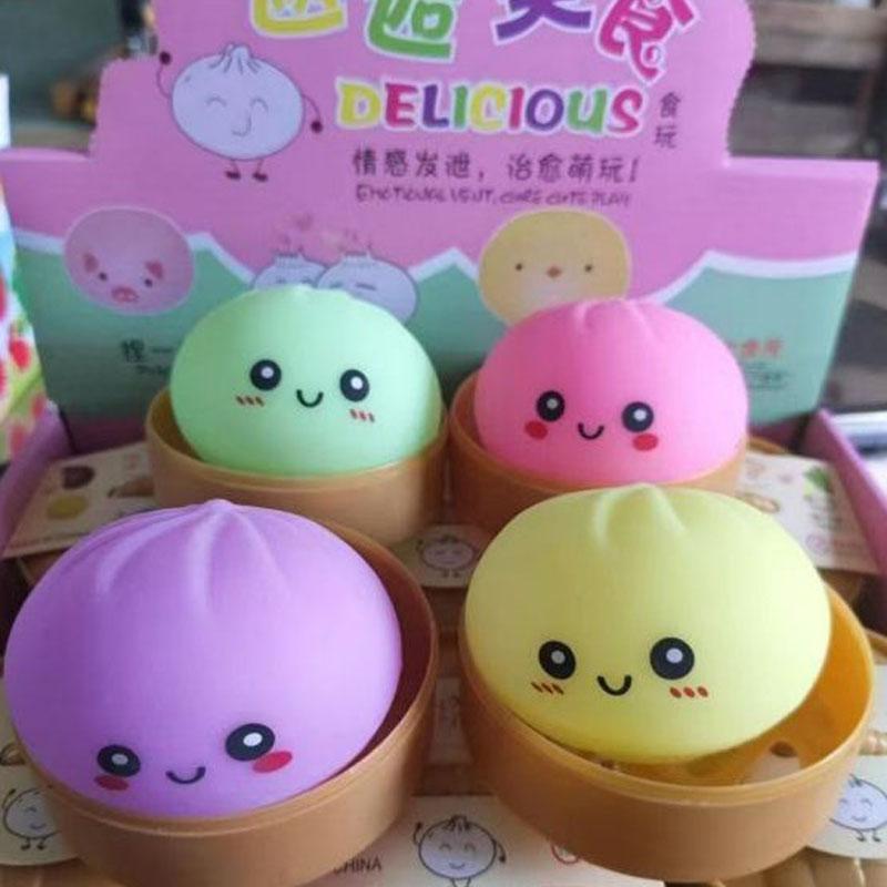 New Squishy Toys Colorful Steamed Bun Stress Balls, Reusable Rebound Decompression Toys, Office Stress Relief Gifts