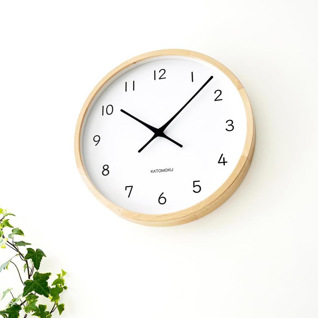 KATOMOKU Muku Clock 13 LL Natural km-139NA Wall Clock with Sweep Movement, 38.2cm Diameter (Quartz Clock)