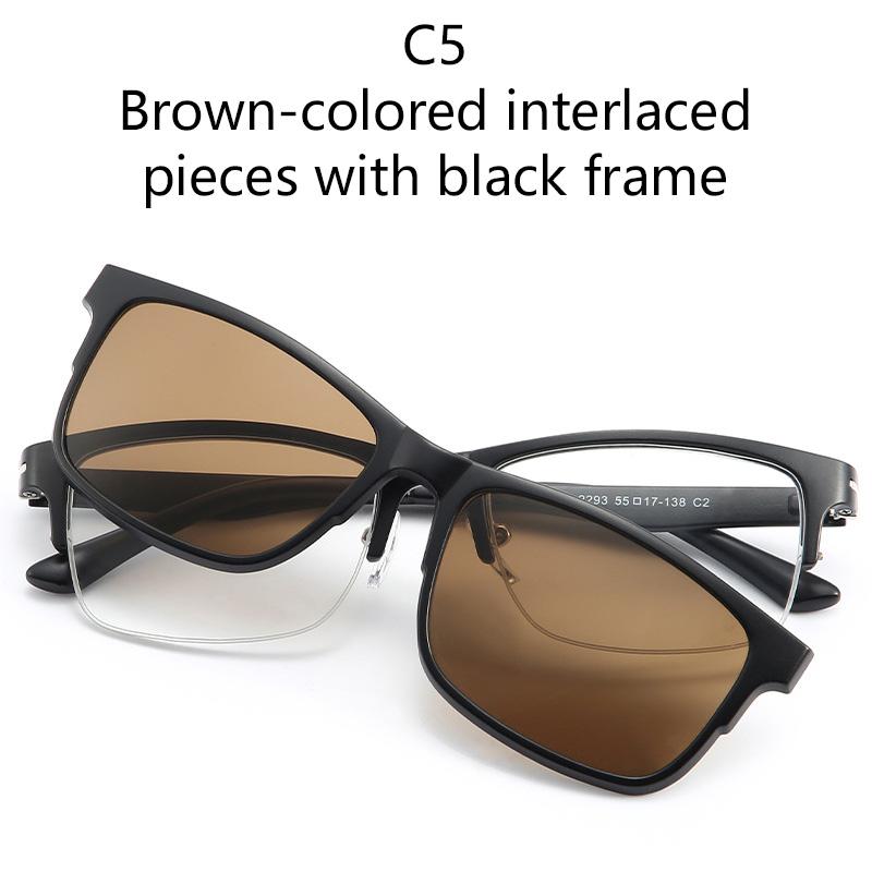 2 In 1 Optical Lens Sunglasses Lens Magnetic Clip Set Colorful Sunglasses Myopic Eyeglasses Metal Half-Frame Design