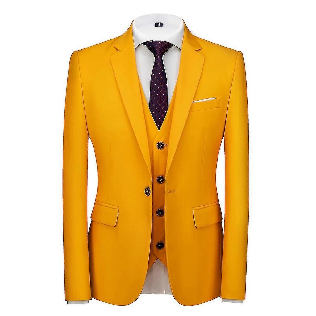 Mile Men's 3 Pieces Suit Elegant Solid One Button Slim Fit Party Suit Sets