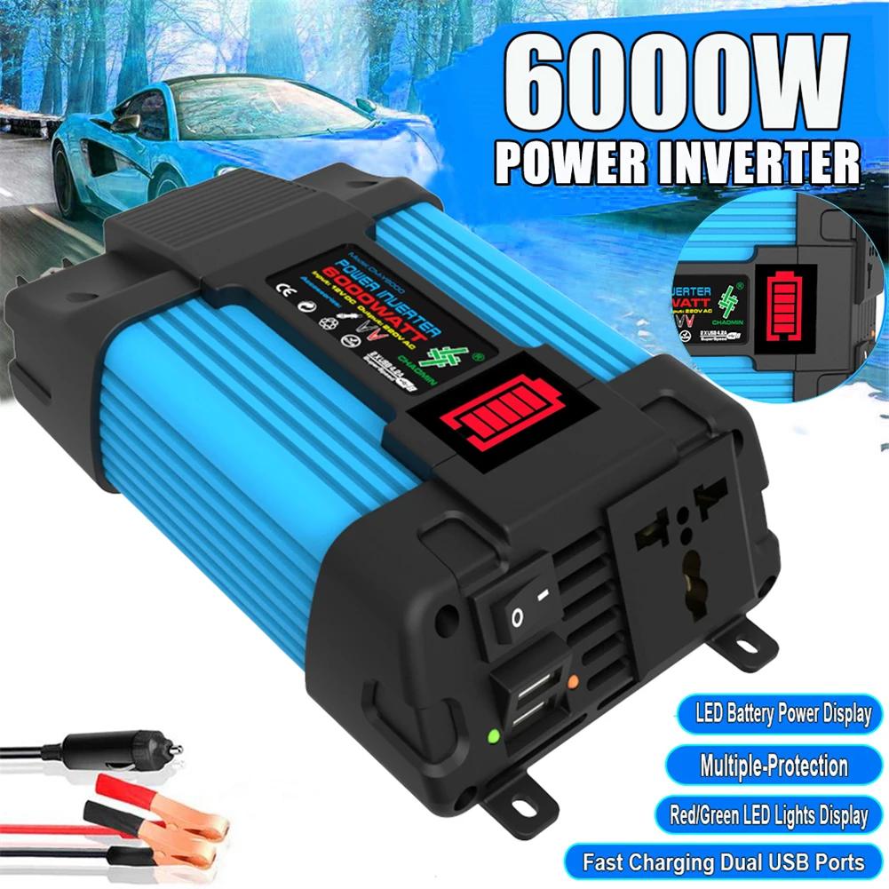 Invertor Portabil 4000W 6000W Invertor Auto de Putere DC12V la AC110/220V Transformator Invertor cu Undă Sinusoidală Modificată Încărcare Rapidă USB