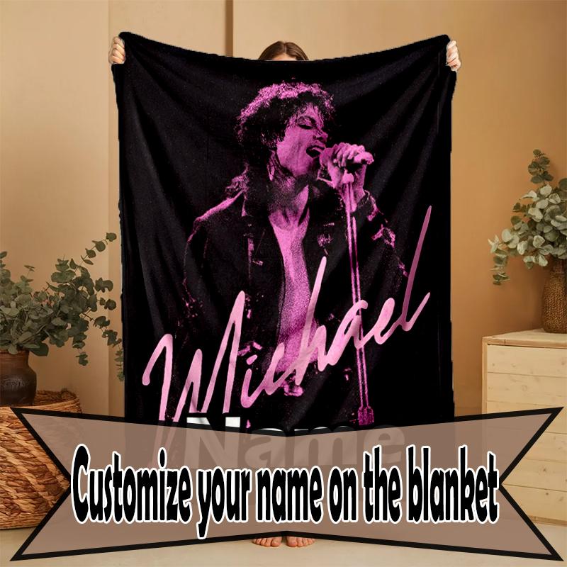 Custom Name Personalized Michael Jackson Print Blanket, Home Decor, Bedroom, Sofa, Camping, Couch, Gifts for Birthday Christmas