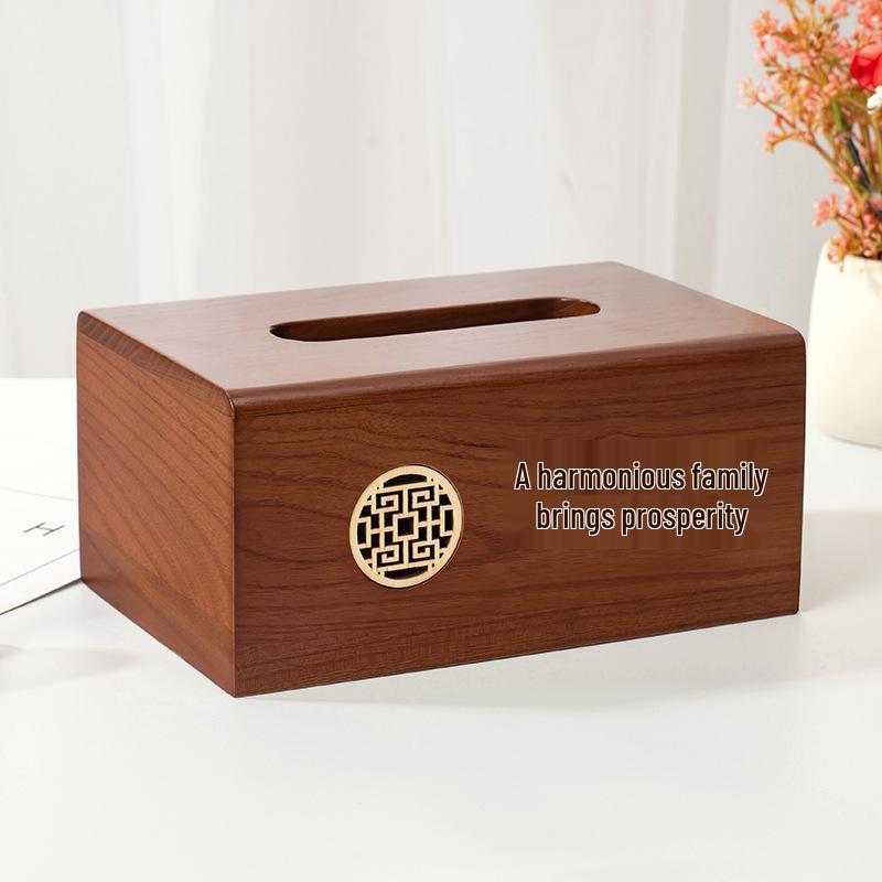 Huixing Light Luxury Solid Wood Tissue Box - Creative Desktop Napkin Storage for Living Room