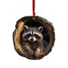 Owl Raccoon Christmas Ornament 2D Printed Acrylic Hanging Decor for Tree Festive Animal Tree Pendant