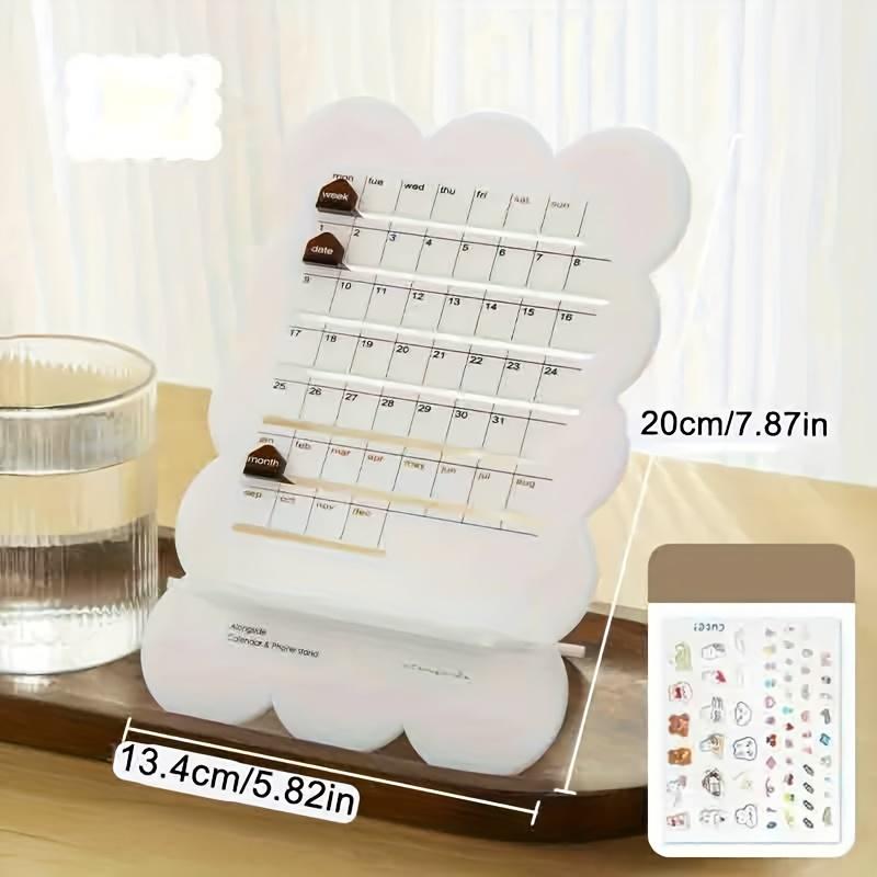 1 pc acrylic desk calendar, desktop calendar, manually adjustable calendar for teachers, students, white collar