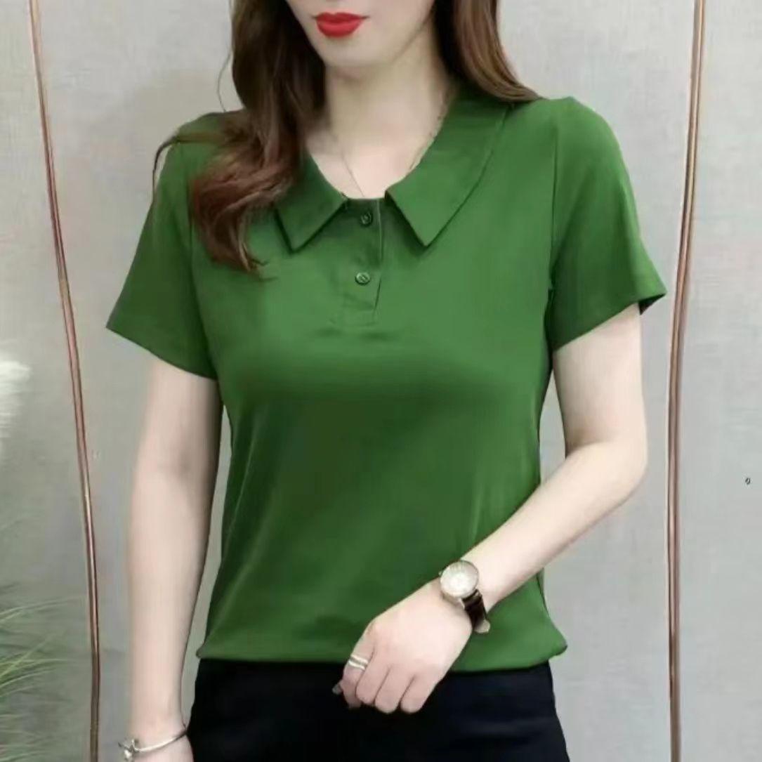 

Women s 2023 Summer Loose-Fit Short Sleeve Polo Shirt - Slimming and Fashionable Lapel T-Shirt Top 2XL (recommended for 55-60 kg)