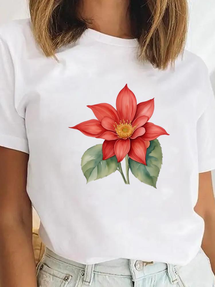 Tee Sweet Trend Flower Cute Clothes Clothing for Unisex Female Casual Top Short SleeveGraphic Tees Playeras De mujeres