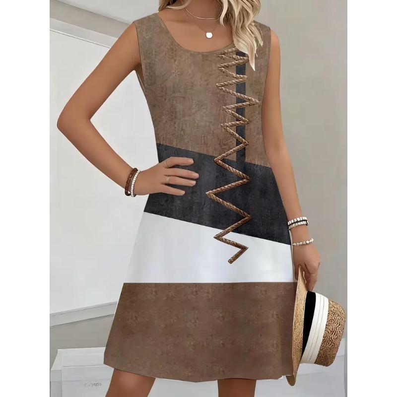 Женское весенне-летнее простое элегантное платье-жилет с принтом S