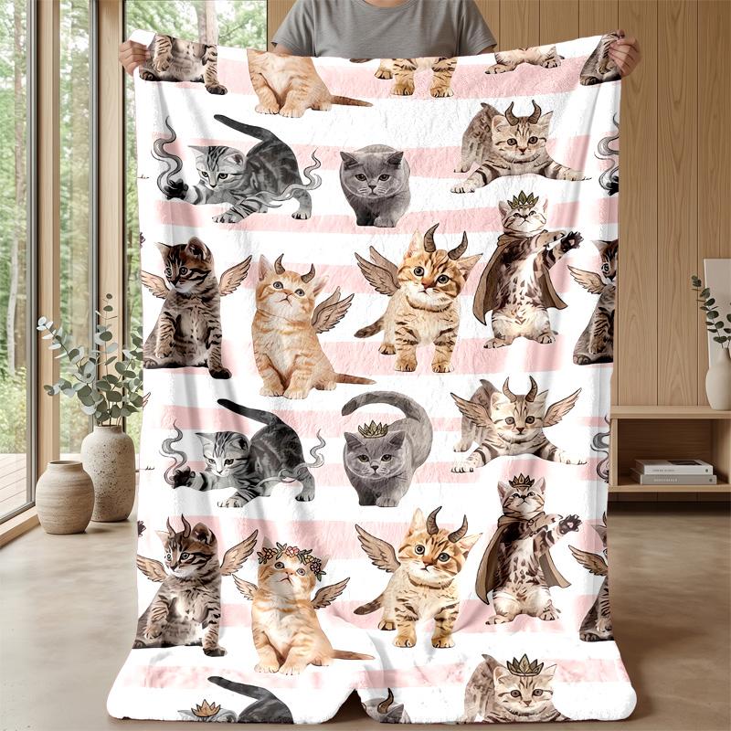 Fall Kittens Hugging Theme blanket Lightweight Warm Flannel Blanket Decorative Throw Blanket for Home Decoration