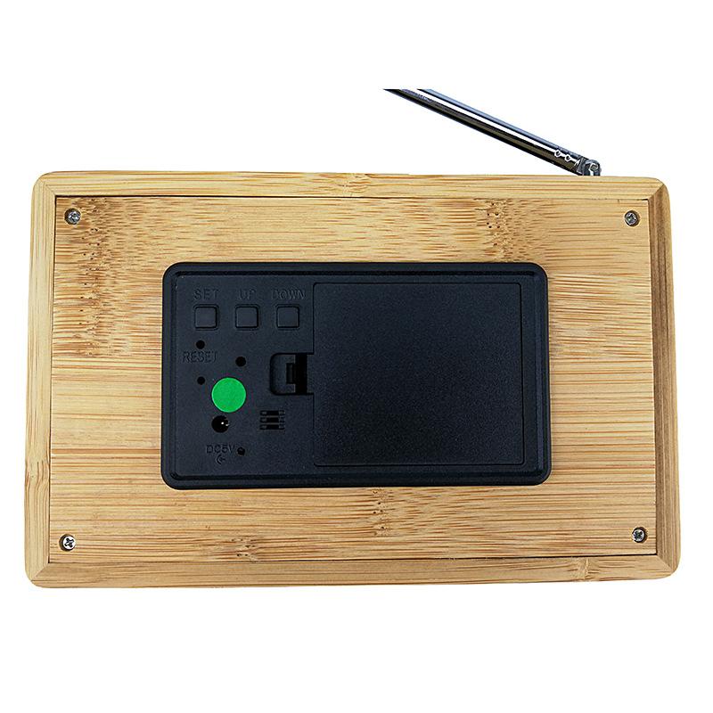 New bamboo LED clock FM radio electronic alarm clock temperature display 2602