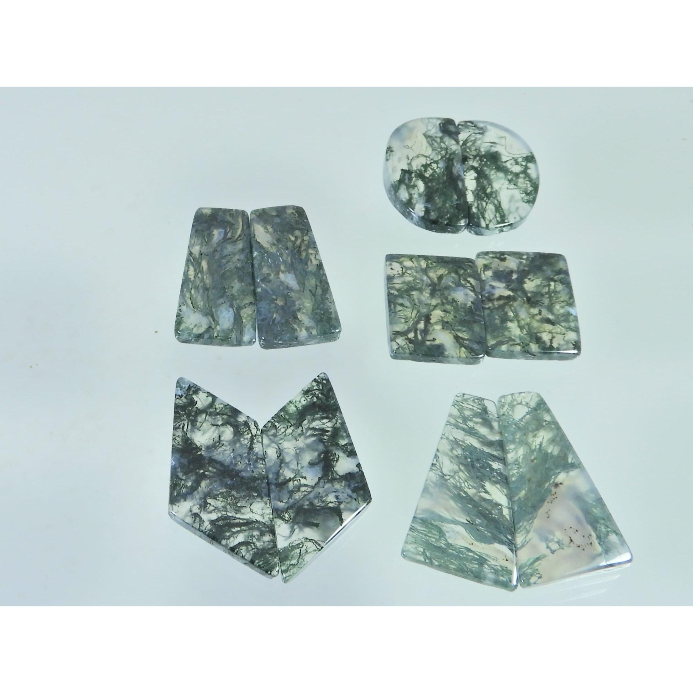 116Cts. Natural Moss Agate Matched Pair Fancy Cabochon Gemstone 05Pair Lot C-2285