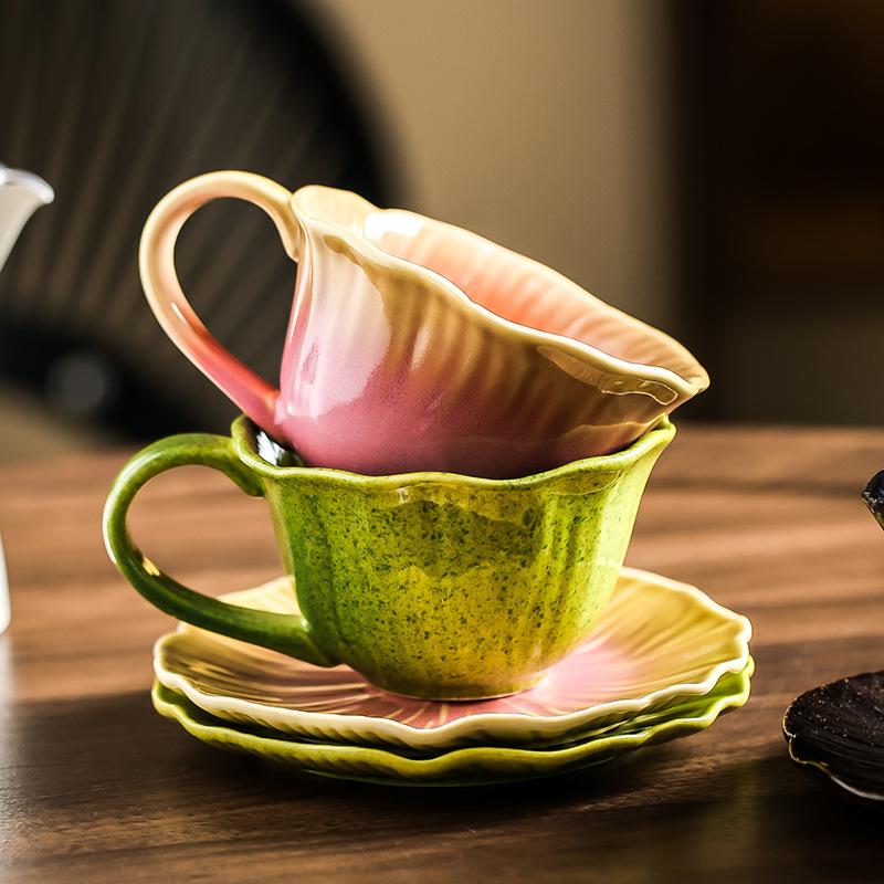 Retro Design Coffee Cup and Saucer Set, Especially Beautiful Coffee Cup, High Value Niche Afternoon Tea Latte Cup