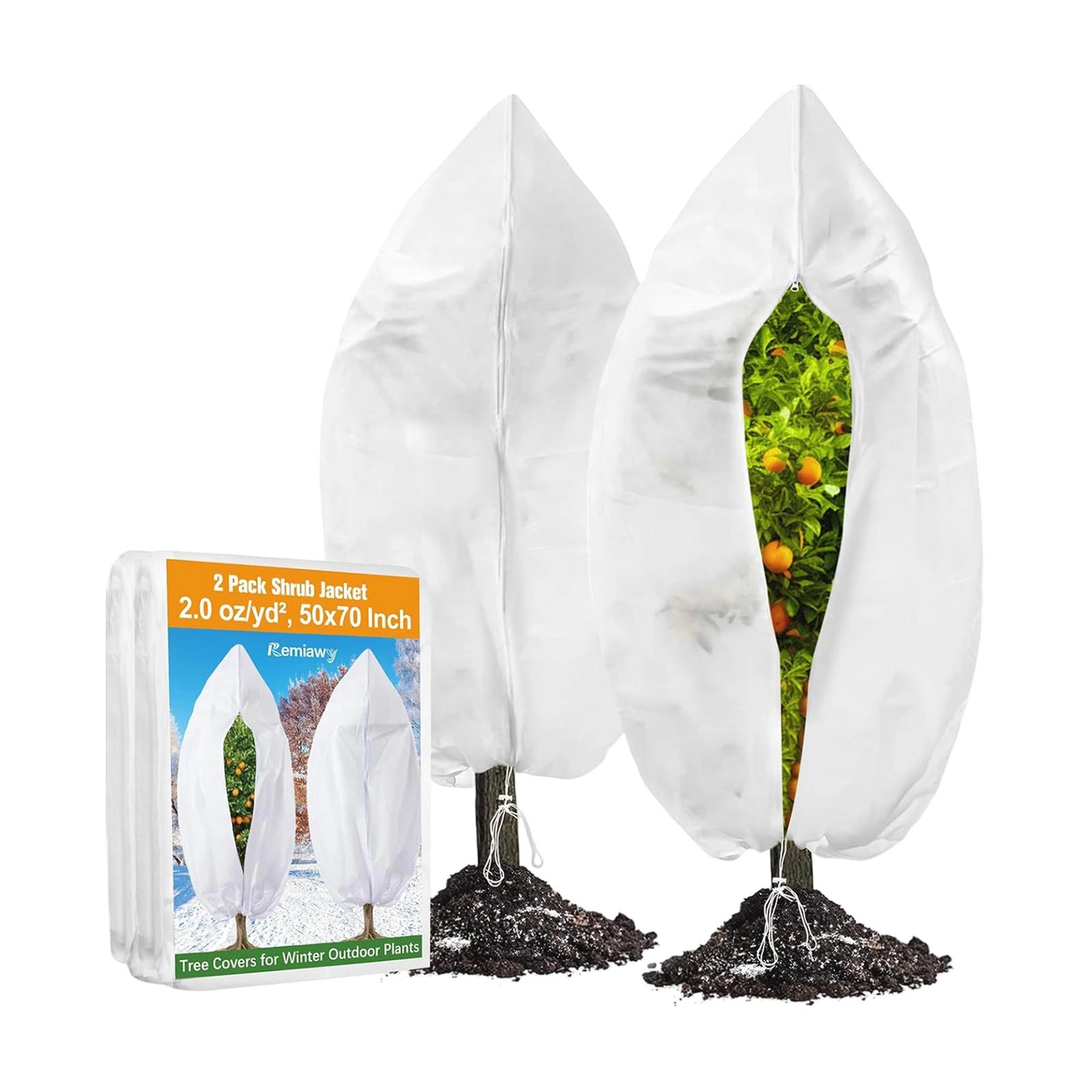 Plant Cold Cover, Drawstring Cold Cover, Frost Resistant Thickened Non Woven Fabric, Plant Warmth One Size