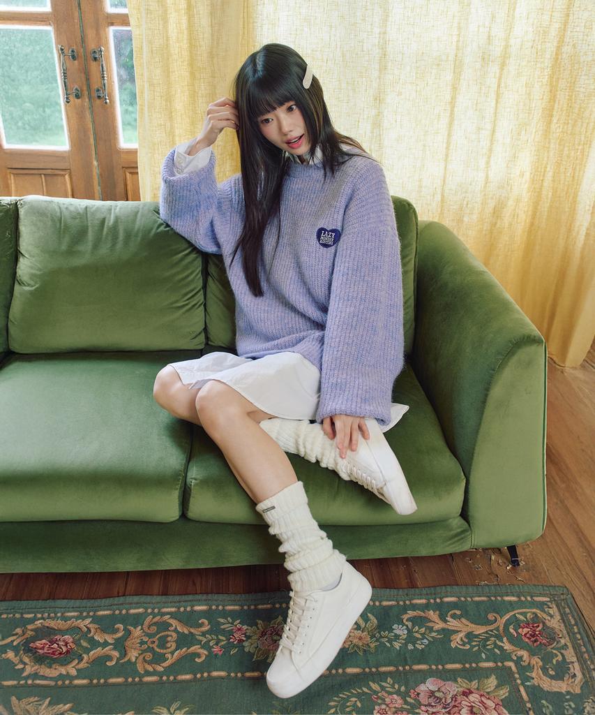 LMR Hairy Heart Embroidered Pullover Knit Purple