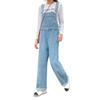 GIVEK Denim Casual Loose Wide Leg Flattering Light Women's Overalls, Jeans, Fit, Pants, (JP, Alphabet, XL, Blue)