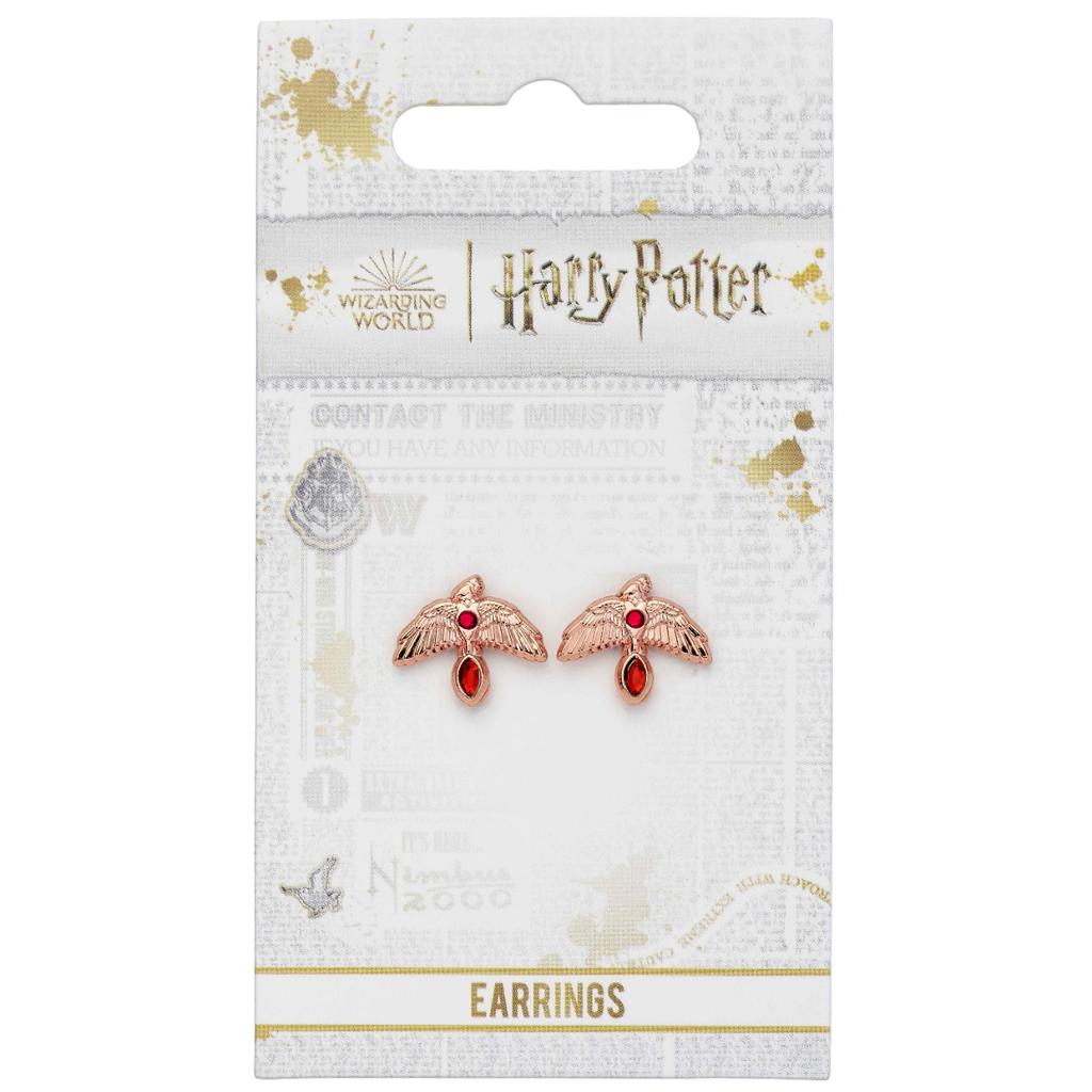 Harry Potter Fawkes Rose Gold Tone Stud Earrings