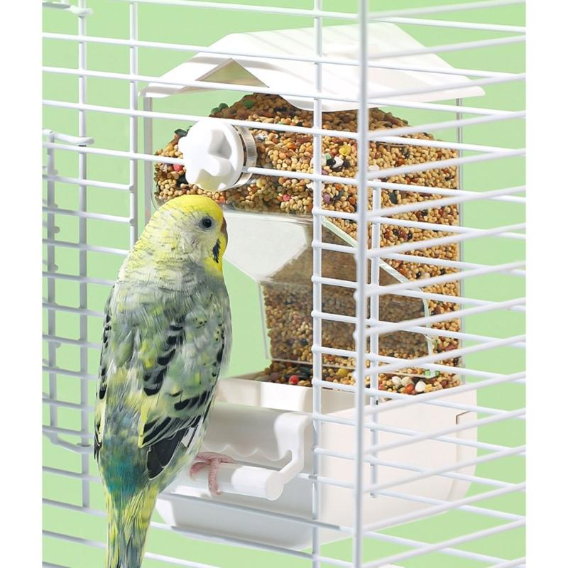 Automatic Bird Feeders Screw On Cage for Indoor Bird Feeders Transparent Visiable Large Capacity Bird Feeding Tool