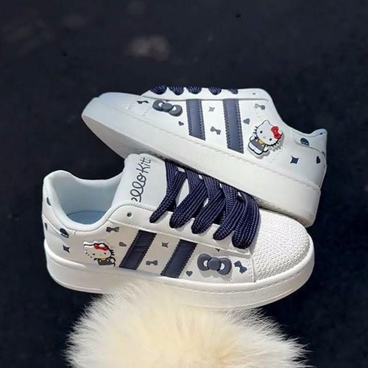 

Niche original kt cat thick baseplate shoes women ins tide 2025 summer new student sports leisure little white shoes 35 синий