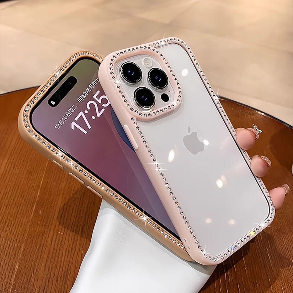Luxury Bling Rhinestone Diamond Clear Case For iPhone 17 16 Pro Max 15 14 13 Shockproof Protection Bumper Hard Acrylic Cover