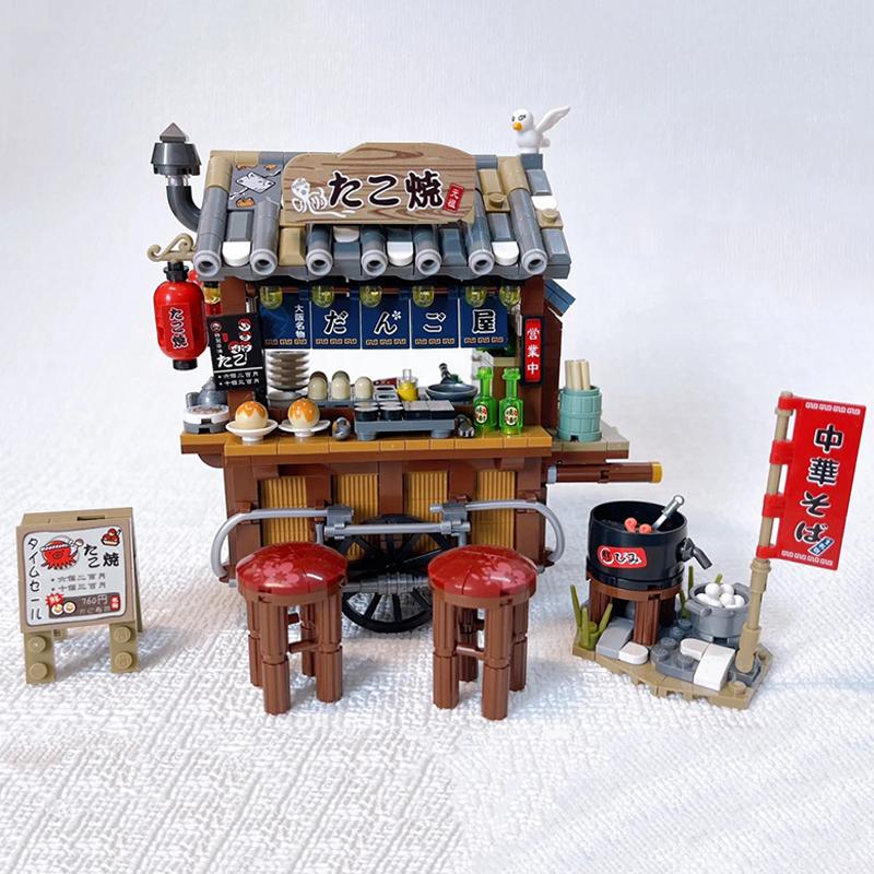 LOZ 1252 Architecture Food Stall Takoyaki Seafood Sushi Wine Restaurant DIY Mini Blocks Bricks Building Toy For Children No Box