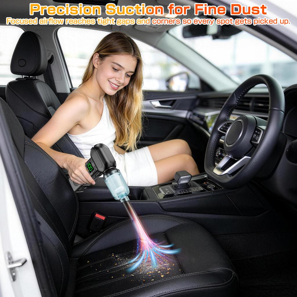 5 Gears Adjustable Jet Fan Multi Outlet Nozzles Strong Blowing Electric Air Duster Car Snow Removal Type-C Charging 90000RPM Turbo Blower Cordless