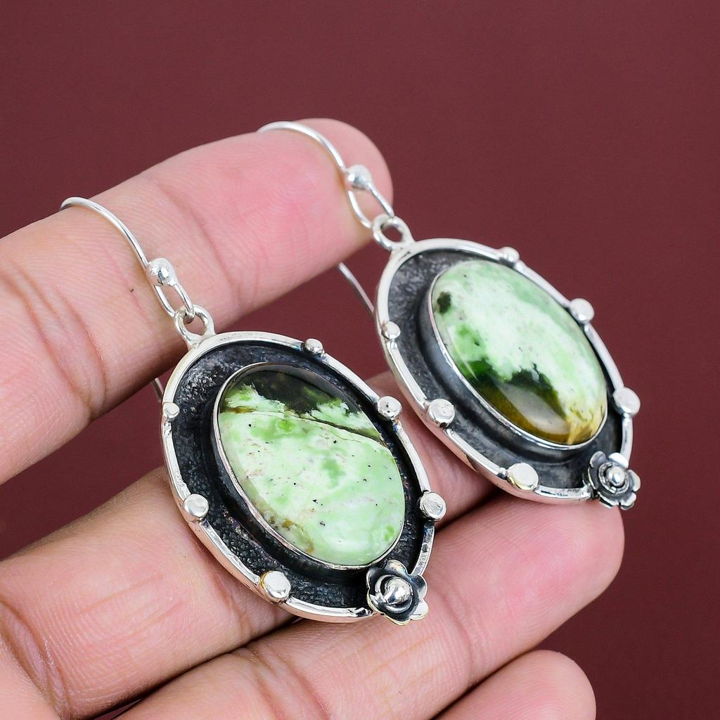 Australian Chrome Chalcedony Earring 925 Sterling Silver Earrings Gemstone Earring Handmade Jewelry Healing Stone Earring Gifts For Mother