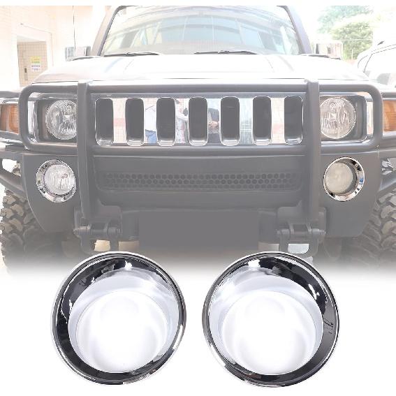 

PIUGILH Front Bumper Driving Fog Light Lamp Ring Bezels Covers Fit for 2005-2009 Hummer H3,Front Fog Lamp Light Cover Trim Frame Car Accessories серебряный