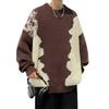 Men's Oversized Crew Neck Knit Sweater Black White Irregular Pattern Loose Fit Casual Streetwear Pullover
