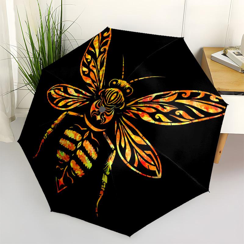 1pc Bee Art Automatic Open/Close Umbrella, Windproof, Folding Compact Umbrella with Lightweight Design for Women/Men055