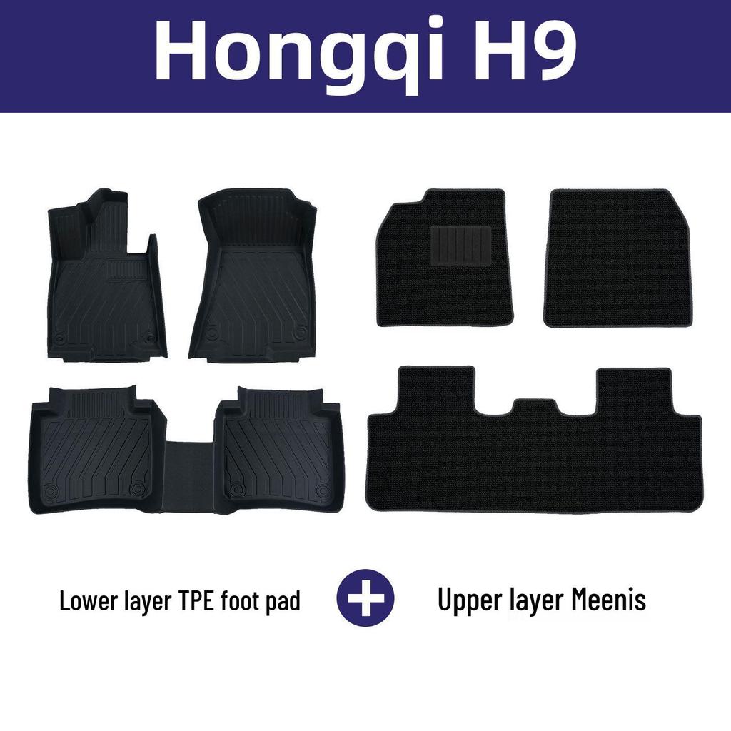 Eco-friendly TPE Double Layer Floor Mats for Hongqi H9 - Wear-resistant Interior Protection.