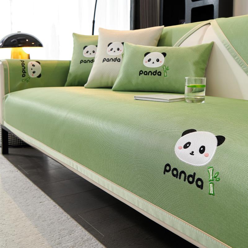 New Ice Silk Sofa Cushion, Summer Cartoon Sofa Mat, Fixed Non-Slip One-Piece Sofa Cushion