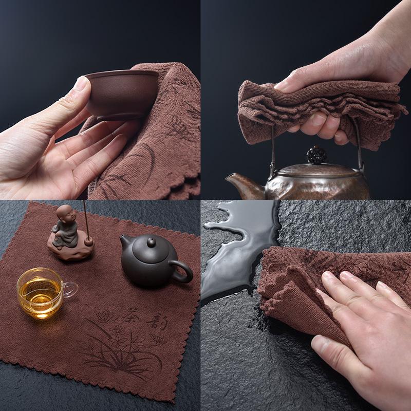 GIANXI Tea Towel Thickened Absorbent Cleaning Cloth Seamless Tea Set Mat Super Soft Absorbent Tea Towel Cotton