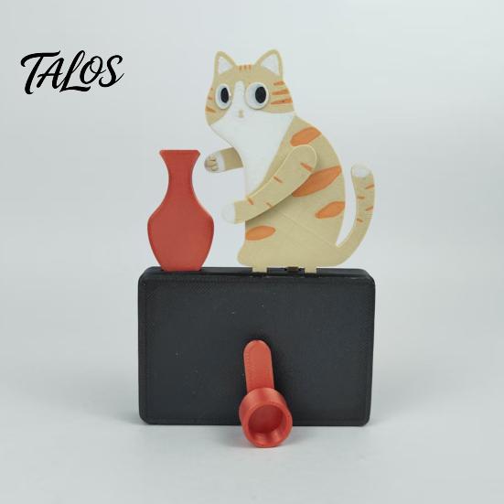 Talos Cat Pushing Vase Refrigerator Magnet, 3D Printed Whiskers Holder Pet Memorial Keepsake Decoration, Gift for Cats Lovers