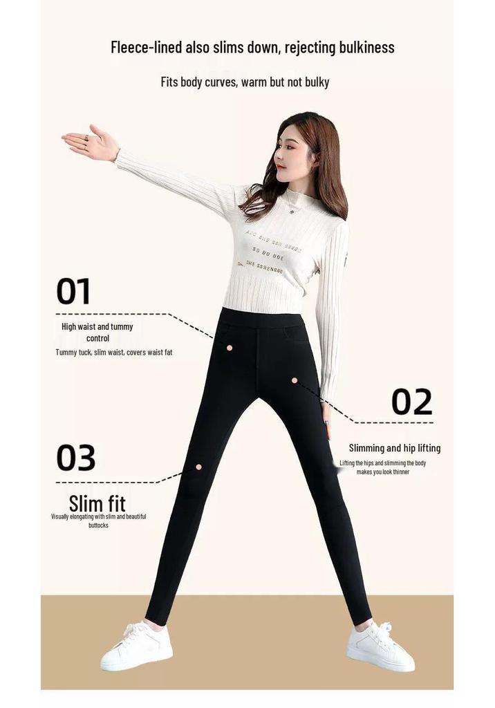 Schwarze Samt-Leggings mit hohem Bund für Damen, Skinny Fit, Übergröße, Schlankmachend, Warme Oberbekleidung für Herbst/Winter