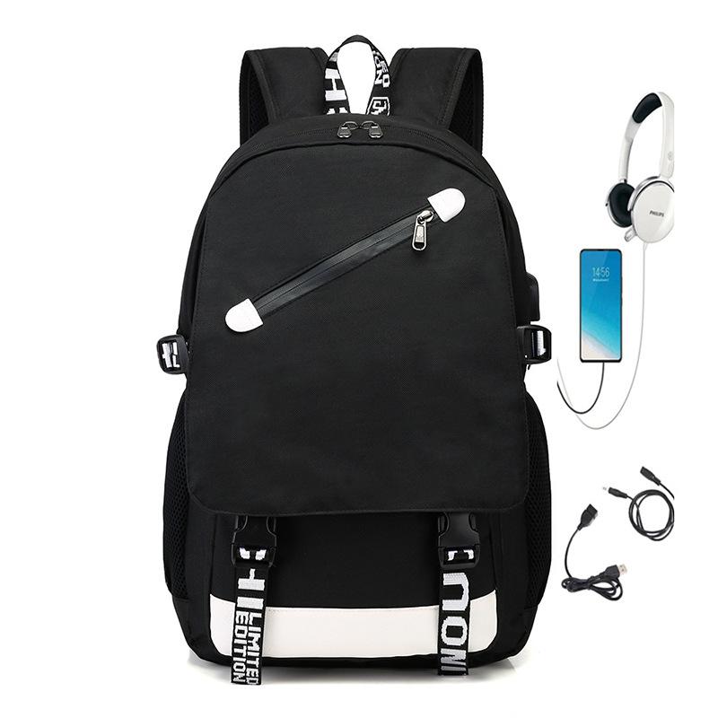 New Oxford cloth fashion backpack USB interface multifunctional backpack outdoor leisure student schoolbag