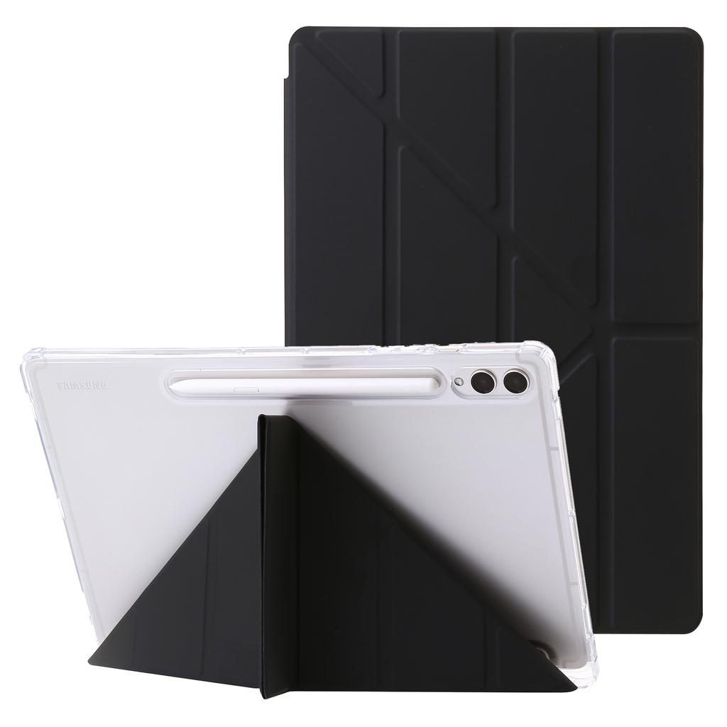 For Samsung Galaxy Tab S10+ Case PU Leather Origami Stand Clear Tablet Cover
