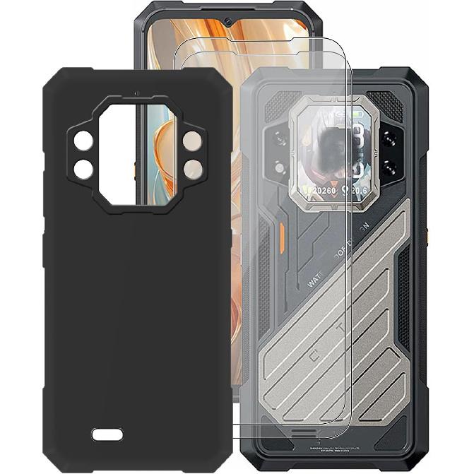 

для Cubot Kingkong X Pro Чехол, с [ 2 x Защитная пленка из закаленного стекла], Черный мягкий силиконовый чехол Противоударный бампер Чехол для