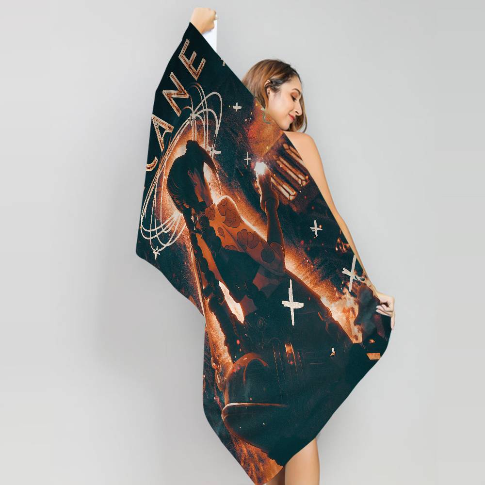 A-Arcanes Seizoen 2 J-Jinxs VI Graffiti Microfiber Printed Beach Towel Mountain Climbing Yoga Beach Swimming Running Absorbent Soft