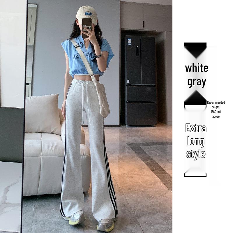 Mamba Cotton Casual Flare Pants - Women's High-Waist Striped Sport Trousers (2024 Autumn/Winter Collection)